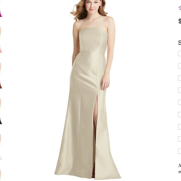 Bella Bridesmaids By Dessy Strapless Champagne Dress size 10 - Picture 2 of 4